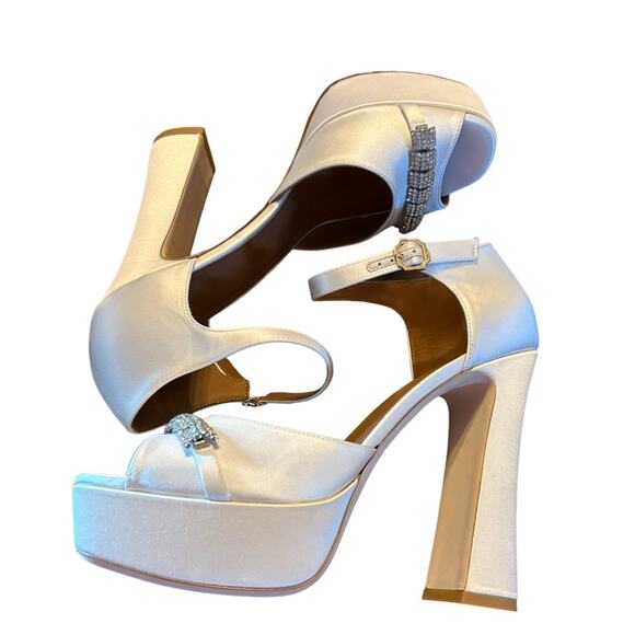 Malone Souliers Yurkia Crystal Platform Sandals Block Heel Open Toe NEW EU 40 - Picture 10 of 13